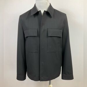 ZARA Men's Black Twill Jacket Snap Front Patch Pockets Point Collar Medium